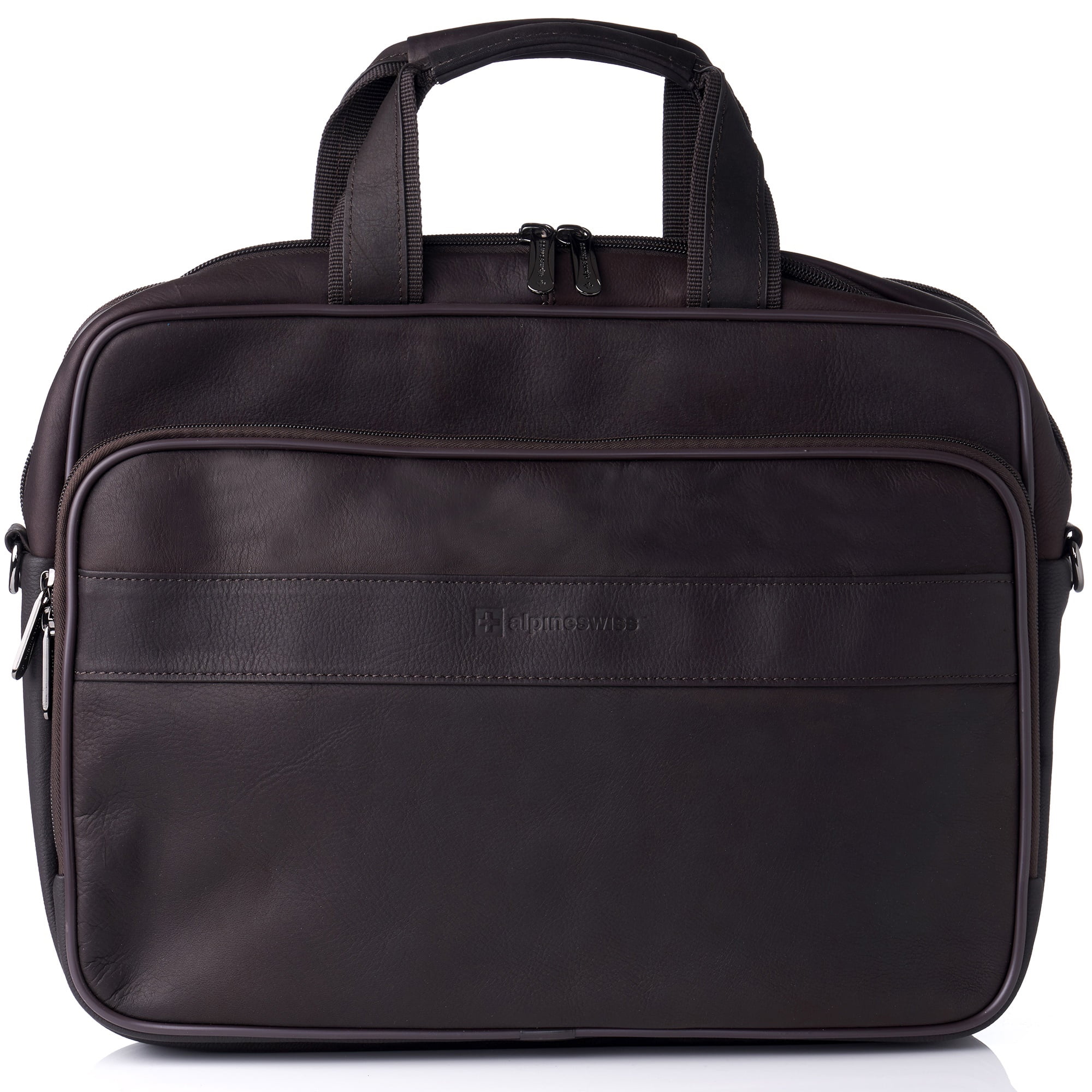 Leather Briefcase Mens Messenger Bag Attache Black Hard Case Business Portfolio 