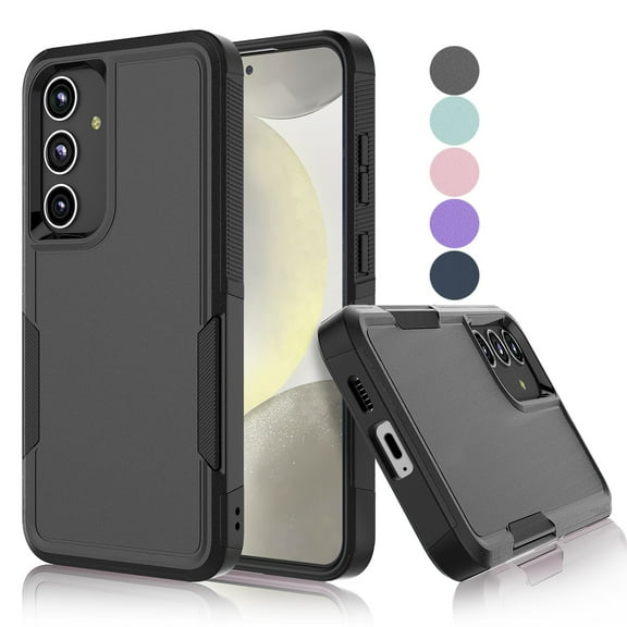 Samsung Galaxy S24 Case ,Sturdy Phone Case for Galaxy S24 2024 6.2 inch ,Tekcoo Shockproof Protection Heavy Duty Armor Hard Plastic & Rubber Rugged Bumper 2-in-1 Case Cover -Black