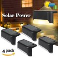 thumbnail image 1 of Paquete de 4 luces LED solares para escaleras, carcasa negra, luz blanca cálida para jardín, patio, valla, pared, paisaje, entrada, valla brillar Electrónica, 1 of 5