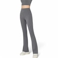 thumbnail image 2 of Women's High-Waist Flared Leggings with Stretch Fabric and Contoured Fit - Large, Gray, 2 of 6