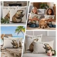 thumbnail image 5 of Happy Groundhog Day Outdoor Waterproof Pillow Covers, Spring Seasonal Holiday Brown Animal Decorative Square Throw Pillowcase Sofa Cushion Sham for Patio/Couch/Chair, 24"x24" 2 Pack, 5 of 8