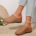 thumbnail image 6 of Lydiaunistar Women's Lace Pattern Closed Toe Mule Flats Wedge Heel Embroidered Loafers Comfortable Slip On Shoes Brown 6.5, 6 of 9