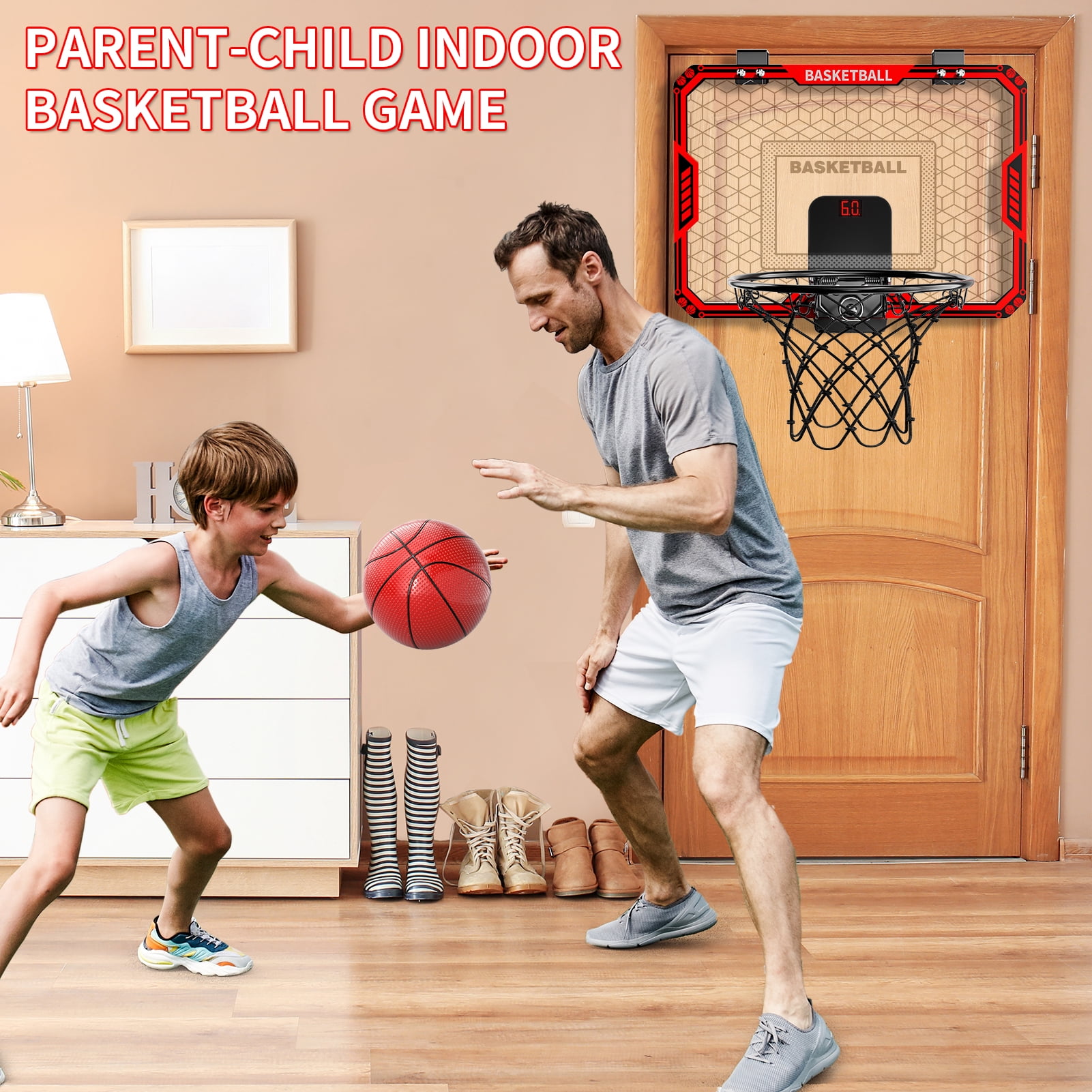 KukuFun Indoor Basketball Hoop for Kids Boys, Mini Basketball Hoop Indoor Sets Toys with 4 Balls & 3 Scoreboard, Birthday Toys Gifts for 3 4 5 6 7 8 9 10 11 12 Year Old Boys