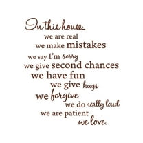 Brown 22" x 25" In this house, We are Real... Vinyl Wall Art Home Decor Decal Sticker