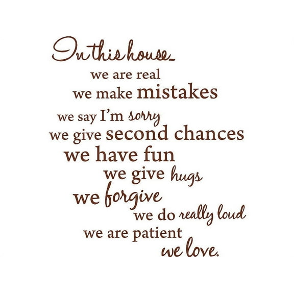 Brown 22" x 25" In this house, We are Real... Vinyl Wall Art Home Decor Decal Sticker