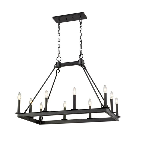 Z-Lite Barclay 10 Light Transitional Steel Island Pendant in Matte Black