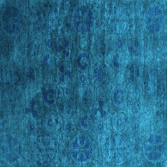 Ahgly Company Indoor Square Oriental Light Blue Industrial Area Rugs, 7' Square