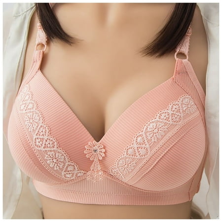 

Dadaria Plus Size Bras for Women Large size One-Piece Bra Everyday Underwear Solid Color Thin Bra Pink 95 Women