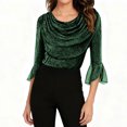 thumbnail image 4 of Ounisa Blouses for Women Dressy Casual 3/4 Sleeve Cowl Neck Sparkly Tops Cocktail Shirts for Evening Party, 4 of 6