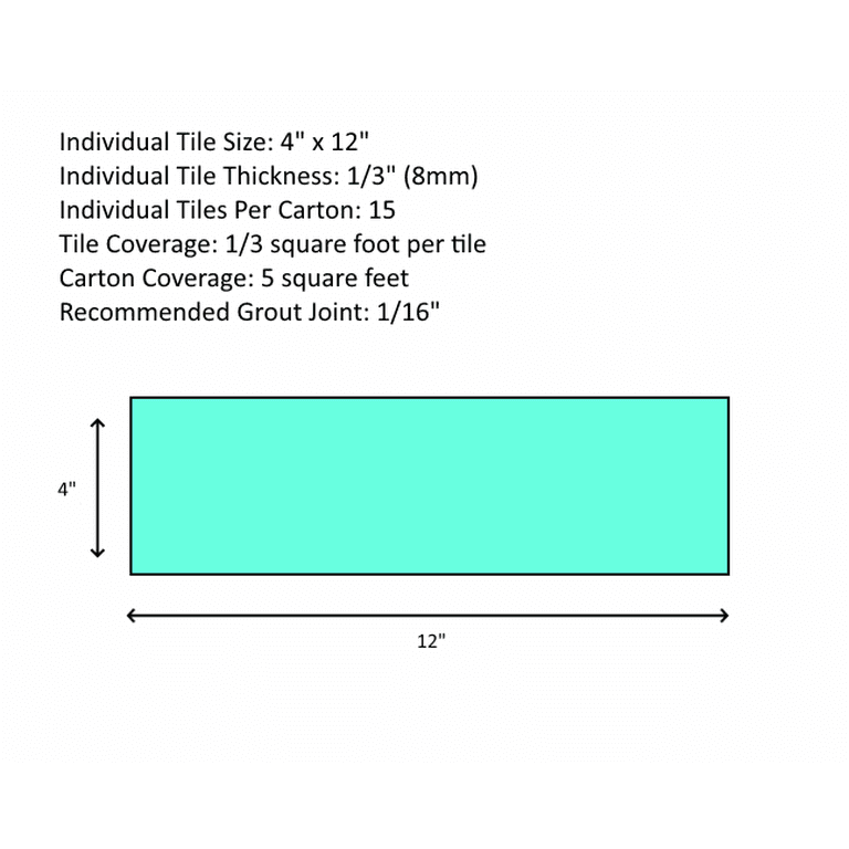 WS Tiles - Premium Aqua Blue 4 in. x 12 in. Individual Glass Subway Wall Tile (5 sq. ft / Case)