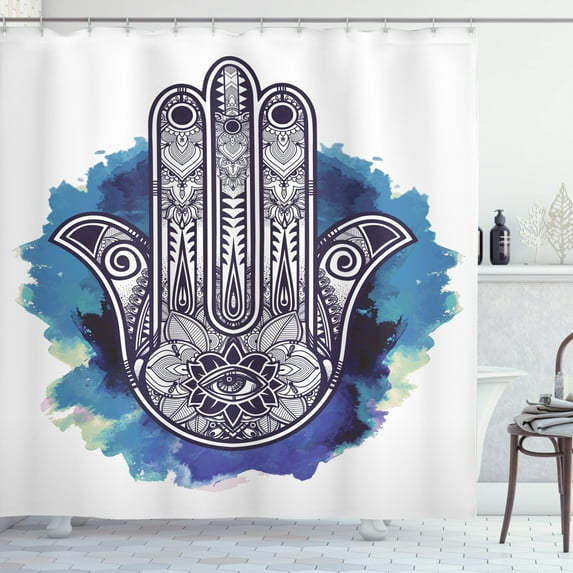 Ambesonne Ethnic Shower Curtain, Culture Motif Creative Art, 69"Wx84"L, Dark Purple Blue