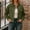 Army Green-Athletic-Women, variant on Cardigan Sweaters for Women Cropped Jacket Loose Button Down Puff Sleeve Shacket Coat White S