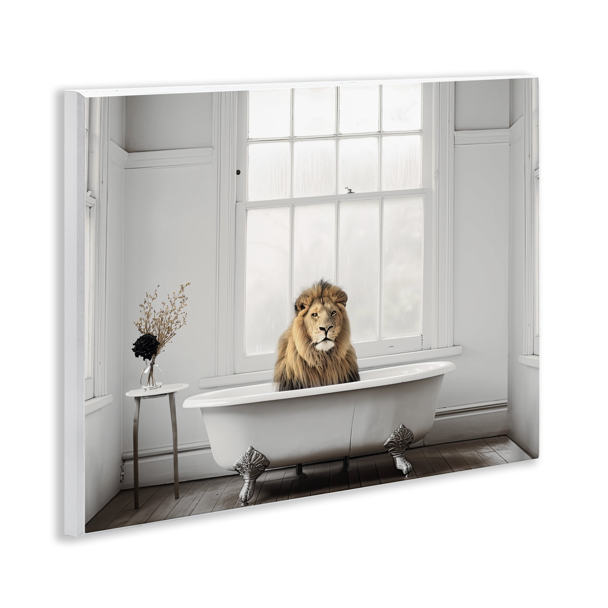 Minimalist Lion Bathtime Wall Plaque Art, design by Sasha