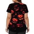 thumbnail image 5 of LNZGNM Scrubs for Women Halloween Pumpkin Printed Oversized Tops V-Neck Short Sleeves Shirts with Pockets Holiday Nursing Uniforms Orange (L), 5 of 5