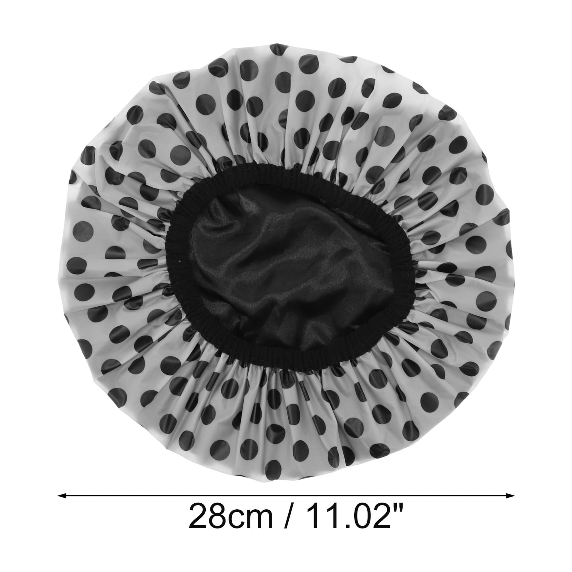 Unique Bargains 1 Pc Women Dots Shower Cap for Bathroom Black