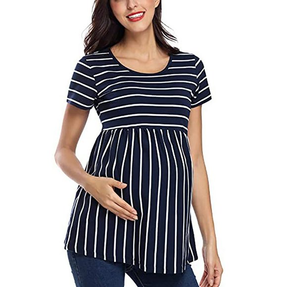 OUSITAID Follure Femmes Maternité Manches Courtes Mode Imprimé Hauts Grossesse T-shirt Vêtements