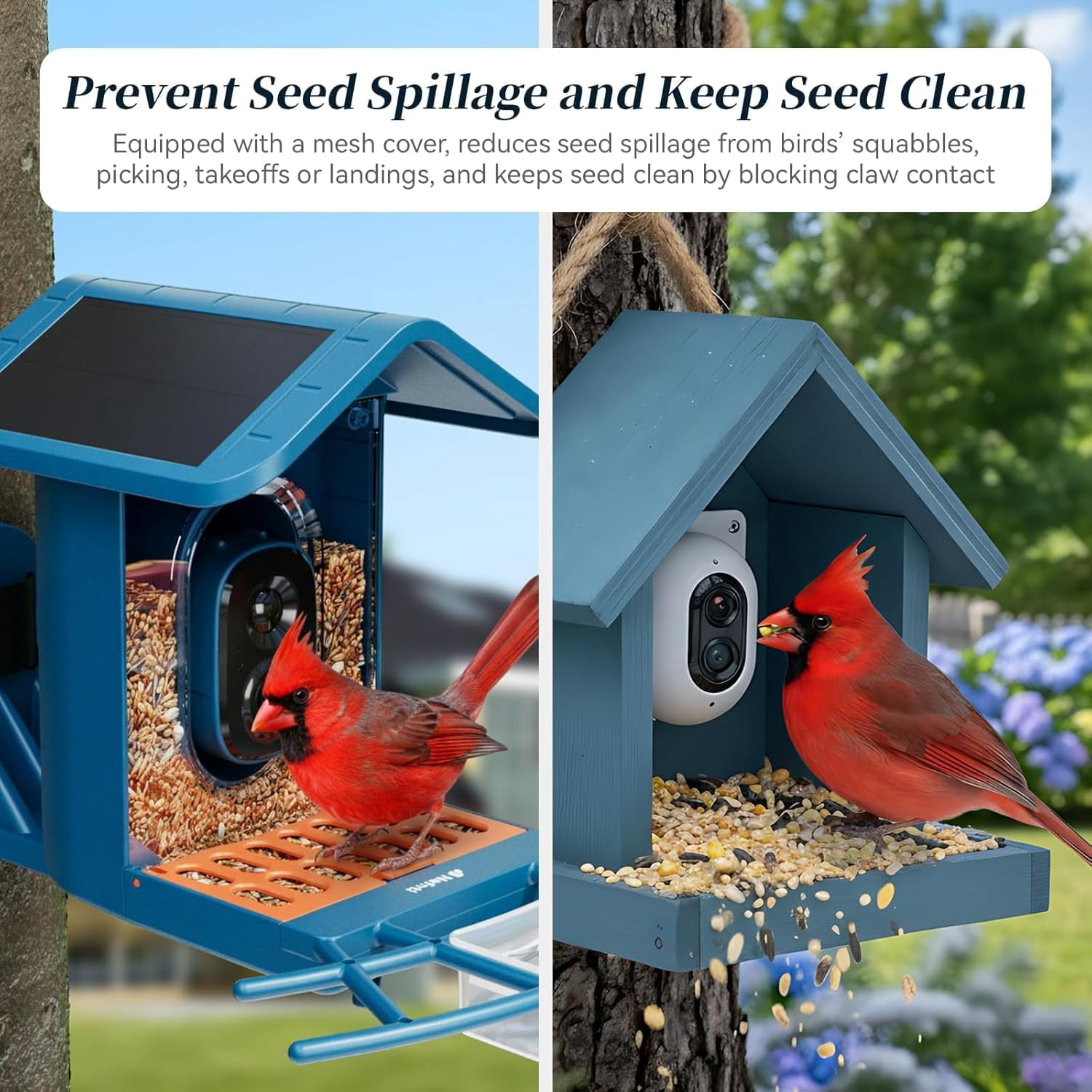 Smart Bird Feeder with Camera Solar Powered, 5GHz/2.4GHz, 2K HD Live View, AI Bird Species Identify, Instant Arrival Alerts, Weatherproof Outdoor Bird Feeder Camera, Best for Bird Lovers