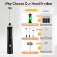 thumbnail image 3 of Xylobyte Rechargeable Milk Frother Handheld, Coffee Frother Wand Drink Mixer with Stainless Steel Whisk for Coffee, Cappuccino, Lattes, Frappe, Matcha and Hot Chocolate, Black, 3 of 10