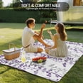 thumbnail image 4 of Purple Grey Botanical Outdoor Rug for Patio/Deck/Porch, Non-Slip Large Area Rug 4 x 6 Ft, Spring Floral Summer Farmhouse Indoor Outdoor Rugs Washable Area Rugs, Reversible Camping Rug Carpet Runner, 4 of 8