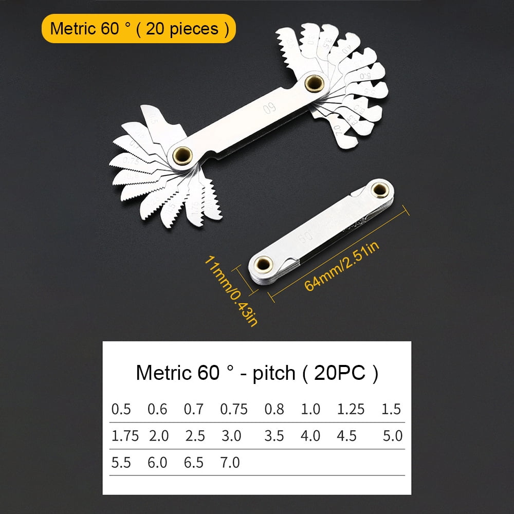 0.4mm6mm Thread Screw Pitch Gauge Metric Measuring Inch 55° Metric 60