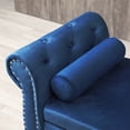 thumbnail image 3 of Velvet Bench Sofa Stool, 63" Storage Ottoman Rectangular Sofa Stool Bench with Buttons Tufted Nailhead Trimmed & Solid Wood Legs, Window Foot Storage Bench with 1 Pillow for Bedroom, Blue, 3 of 5