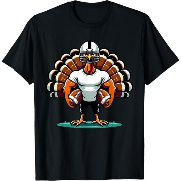 Turkey Day Football Player Men Boys s Fall Thanksgiving T-Shirt