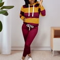 thumbnail image 2 of VBTAPA Womens 2 Piece Casual Tracksuit Long Sleeve Hoodie Sweatsuit Striped Hooded Sweatshirt and Drawstring Sweatpants Set Jogging Matching Suits with Pockets Deal of The Day Wine M, 2 of 5