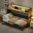 thumbnail image 2 of Euroco Wood Twin XL Murphy Bed with Desk and LED Light, Storage Wall Bed with USB Charging Station, 2 of 12