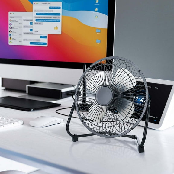 Techni Home 8? USB-Powered High Velocity Fan, 2-Speed Compact Fan with Adjustable Tilt for Home, Office & Garage Cooling