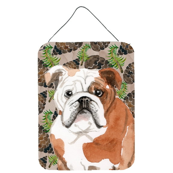 English Bulldog Pine Cones Wall or Door Hanging Prints