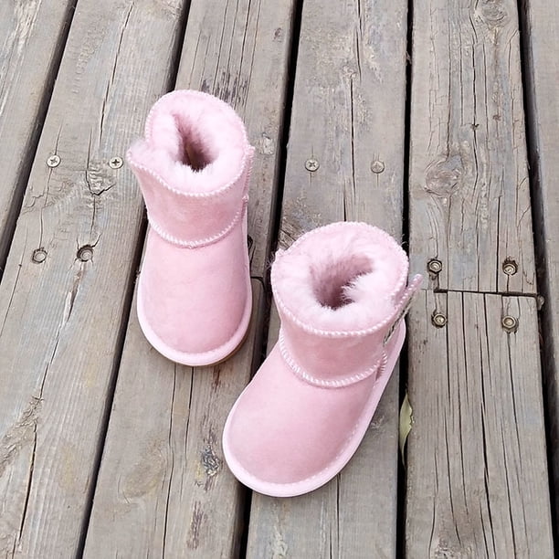 Zapatos de algodón acolchados de terciopelo para niños y niñas, botas de nieve de piel para bebés, botas antideslizantes de fondo suave para otoño e invierno