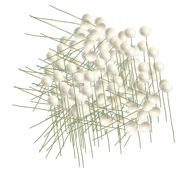 100 bayas artificiales para ramos de novia y damas de honor (manualidades DIY) Blanco