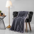 thumbnail image 2 of PiccoCasa Flannel Fleece Blanket Soft Warm Wide Hemmed Slate Gray 50"x60", 2 of 8