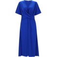thumbnail image 4 of Robes de Printemps pour Femmes Décontractées Manches 3/4 Longue Robe Évasée Basique Plage Vacances Travail Maxi Robe 2025, 4 of 7