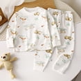 thumbnail image 2 of KPOPLK Boys Pajamas Long Sleeve Sleepwear Toddler Baby Trendy Graphic Print 2-Piece Pjs Set Comfy Khaki Size 9-12 Months, 2 of 5