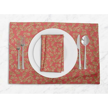 

S4Sassy Orange Elm Leaves Washable Placemats & Napkins Table Decor Dining Mats