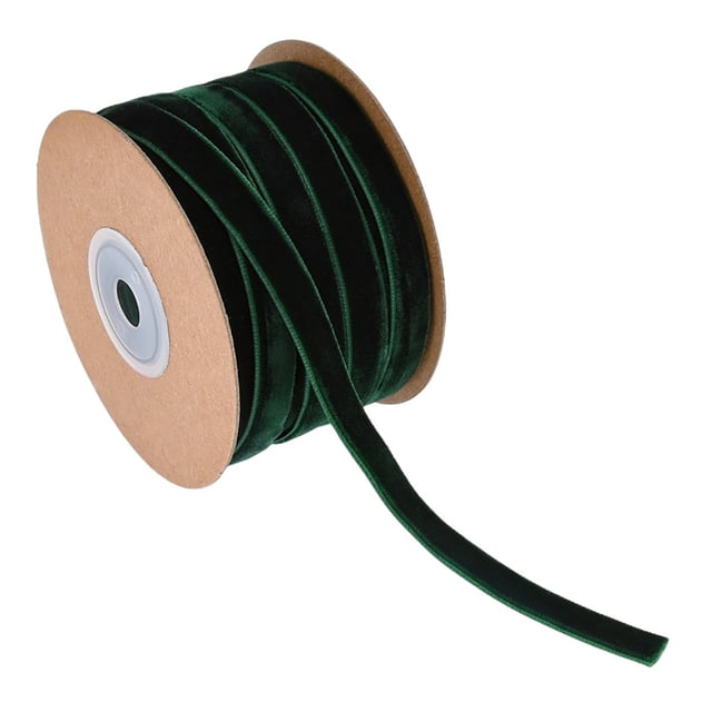 BINGLI Velvet Ribbon Spool Wide Single Face Ribbons 20 Yards Vintage Velvet Ribbon for Gift Wrapping Crafts Christmas Decoration(3/8 Inch X 20 Yards) Green