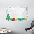 thumbnail image 1 of Kids Party Tapestry, Happy Christmas and New Year Theme Pine Tree Surprise Boxes Border with Dots, Wall Hanging for Bedroom Living Room Dorm Decor, 60W X 40L Inches, Multicolor, by Ambesonne, 1 of 2