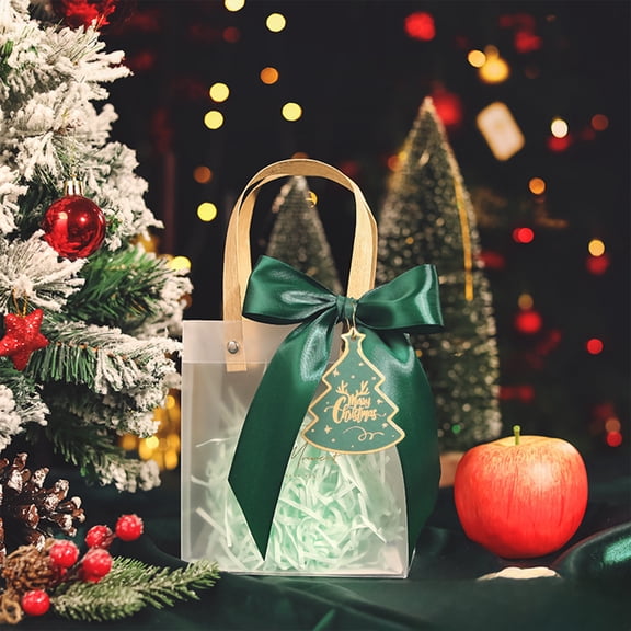 Hometravel Clear Christmas Hand Carry Bags, Transparent Holiday Gift Packaging, Seasonal Present Carrying Cases for Christmas Eve, Party Favors, Celebration Events
