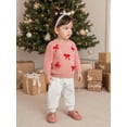 thumbnail image 4 of Miaouyo 0-3T Toddler Baby Girls Knit Christmas Fall Sweaters Long Sleeve Round Neck Bow Candy Cane Embroidery Knitwear, 4 of 9