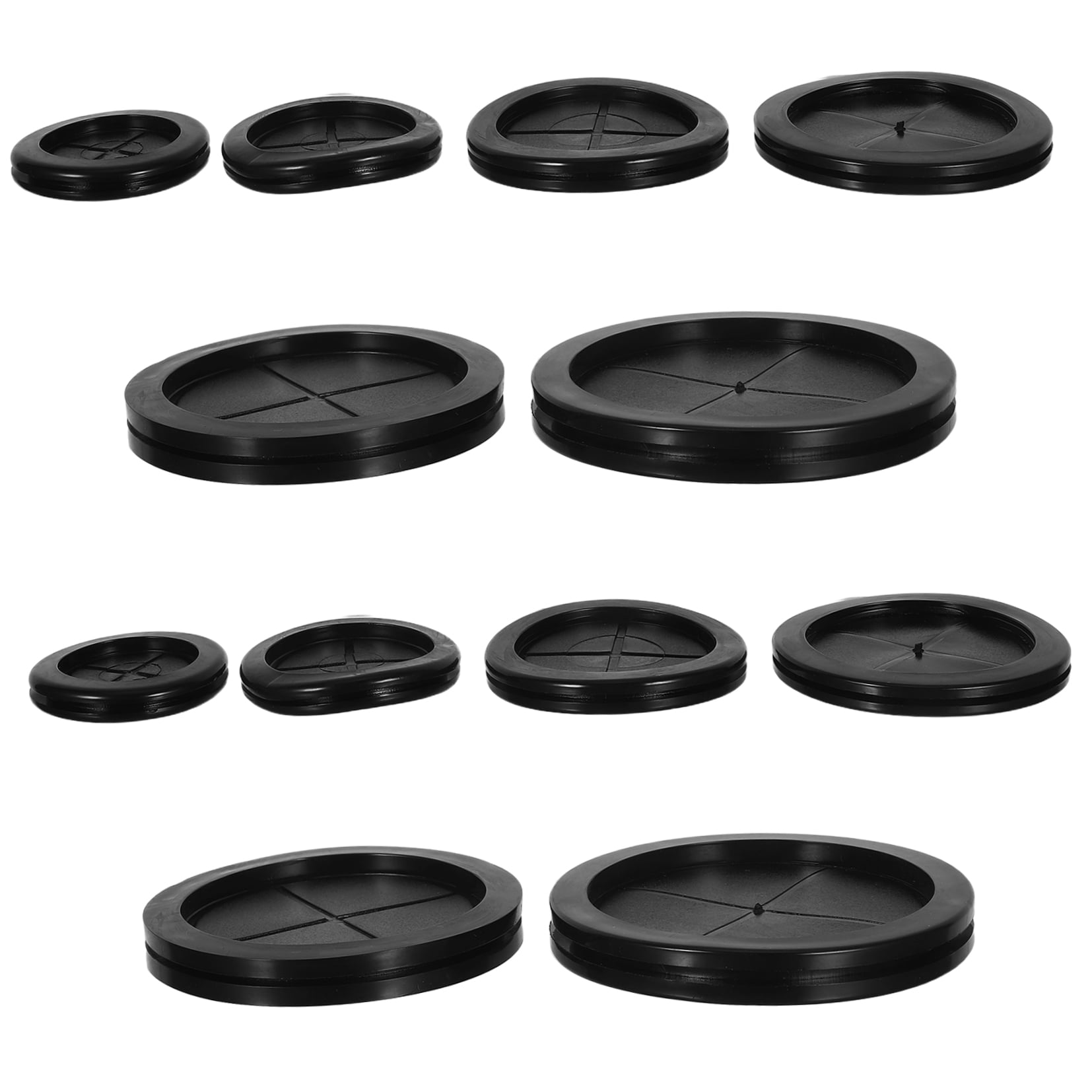OUNONA 12Pcs Rubber Cable Grommets for Wiring Flexible Double Sided Desk Hole Cover Protector Black