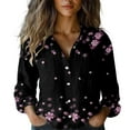 thumbnail image 2 of Pink Womens Blouses Women's Long Sleeved Printed Button Down Shirt Ladies Tops and Blouses, 2 of 5