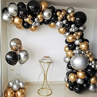 Black Silver Gold Balloon Garland