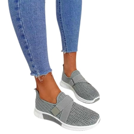 

Women s Slip On Walking Shoes Lightweight Casual Knit Loafer Sneakers Breathable Casual Walking Orthopedic Slip On Walking Shoes 36 Gray