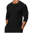 thumbnail image 3 of qolati Long Sleeve Shirts for Men Casual Button Down Henley Pullover Tee Lightweight Classic Fit Sport Athletic T-Shirts Black L, 3 of 6