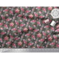 thumbnail image 3 of Soimoi Gray Cotton Poplin Fabric Feather & Ranunculus Floral Printed Craft Fabric by the Yard 56 Inch Wide, 3 of 3