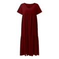 thumbnail image 5 of V Neck Irregular Hem Maxi Dress For Women Spring Summer Color Styles In Various Sizes, 5 of 5