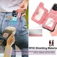 thumbnail image 2 of for iPhone 15 Pro Case Card Holder Wallet,Ring Stand 15 Pro Cases 2023,RFID-Blocking,Camera Lens Protector,Wrist Strap,Leather Magnetic Protective Flip Cover for Women (Pink), 2 of 14