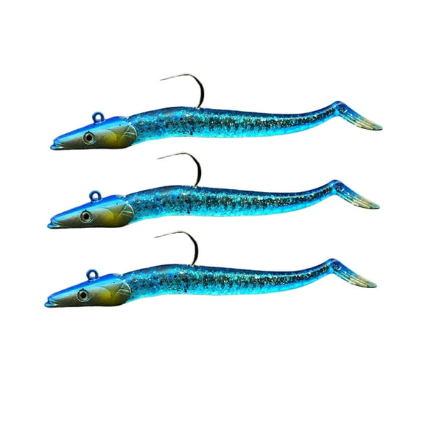 Naiovety 3 uds señuelo cebo pesca cabeza pez bajo anzuelo aparejos artificiales barco púas arenque brillo percha mero accesorio Pescar Azul