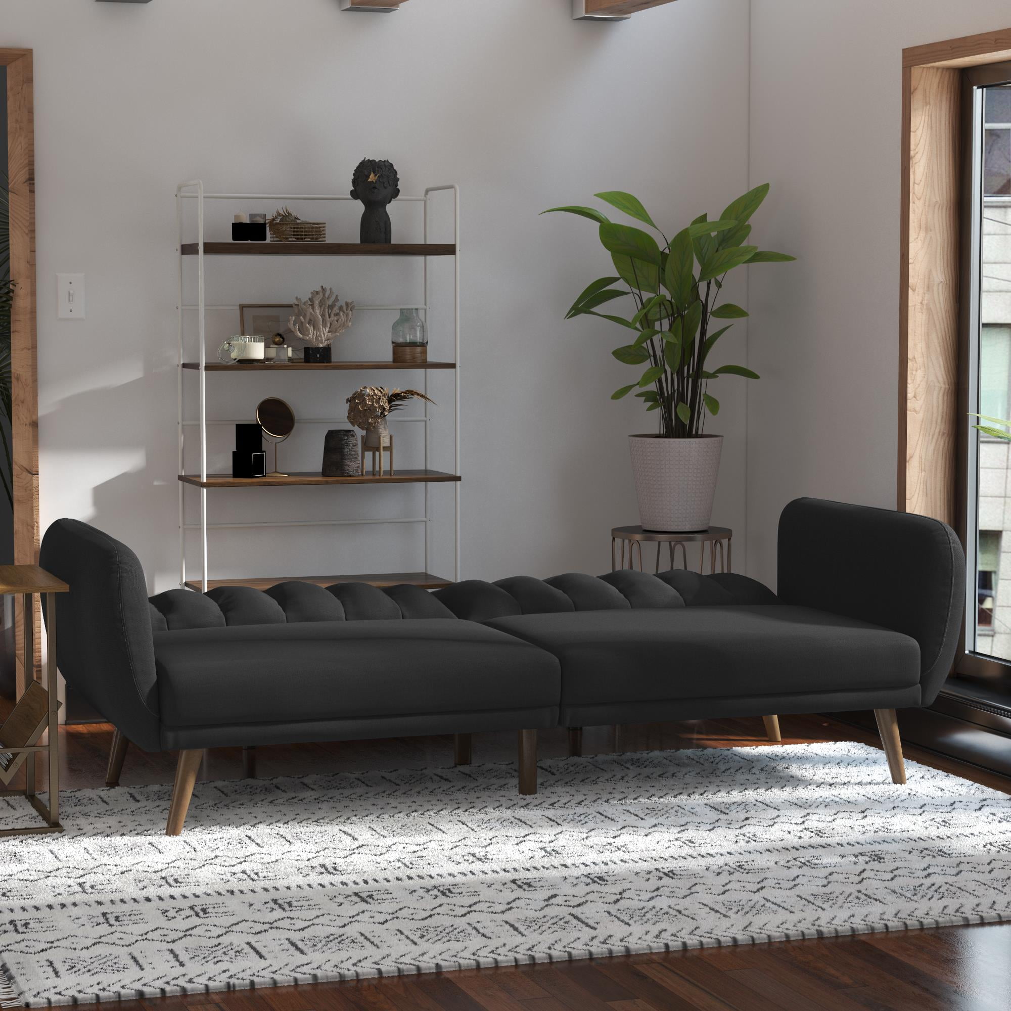 Novogratz Brittany Futon, Dark Gray Linen